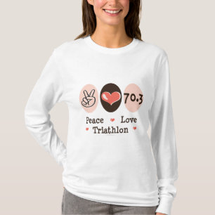 Camiseta T longo da Capa do Triathlon do amor da paz