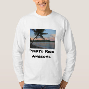 Camiseta T longo da Capa dos homens da praia de Puerto Rico