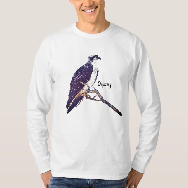 Camiseta T longo da Capa dos homens do Osprey (Frente)