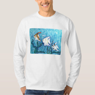 Camiseta T longo da Capa dos homens - peixe tropical do