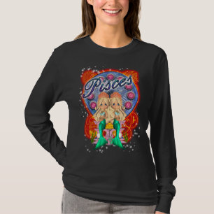 Camiseta T longo da Capa dos peixes, com sereias bonitos