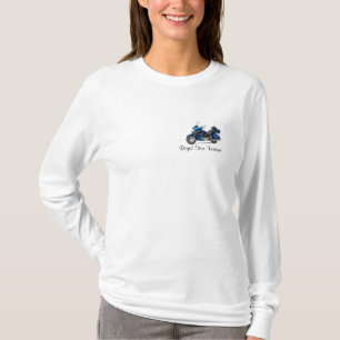 Camiseta T longo da luva da estrela real das senhoras