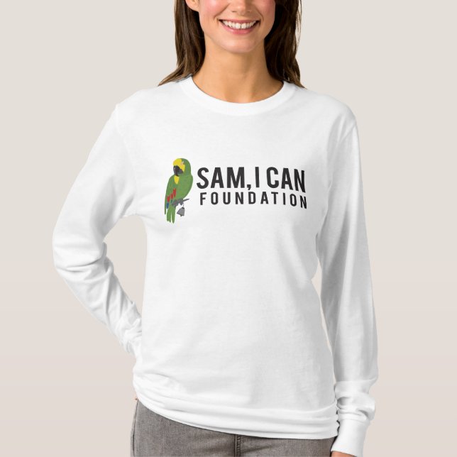 Camiseta T longo da luva das mulheres (Frente)