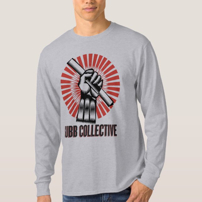 Camiseta T longo da luva de Kubb dos homens básicos (Frente)