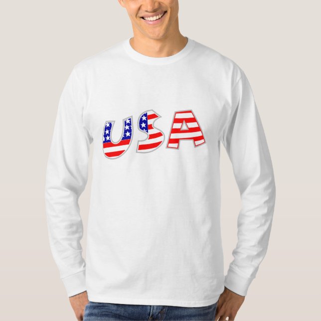 Camiseta T longo star spangled patriótico da Capa dos EUA (Frente)