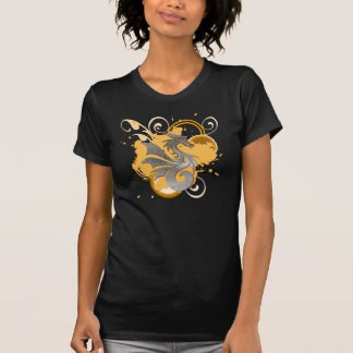 Camiseta T-mel afligido do dragão tatuagem gráfico de prata