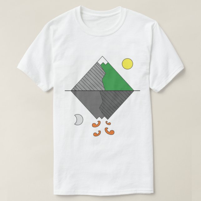 Camiseta T minimalista da montanha dos homens (Frente do Design)