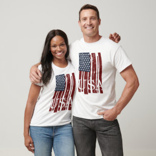 Camiseta T moderno da bandeira americana - vintage afligido