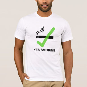 Camiseta T não fumadores SIM de FUMO V2 - branco do roupa