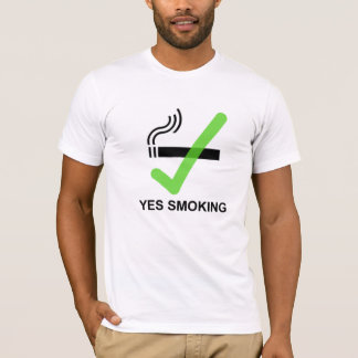 Camiseta T não fumadores SIM de FUMO V2 - branco do roupa
