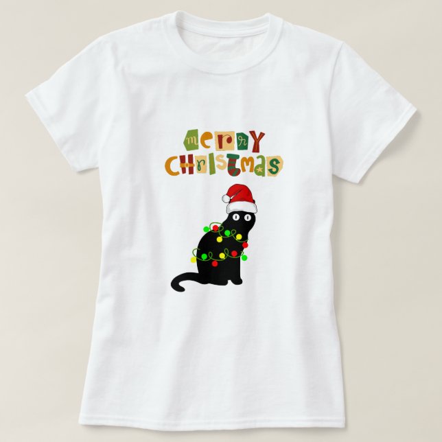 Camiseta T Natal das Mulheres Vermelhas Modernas e felizes (Frente do Design)