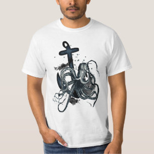 Camiseta T náutico do octupus & da âncora