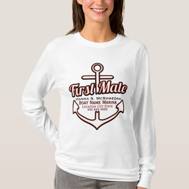 Camiseta T náutico personalizado da âncora do primeiro (Frente)