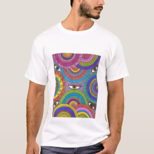 Camiseta T observador da arte da mandala do universo