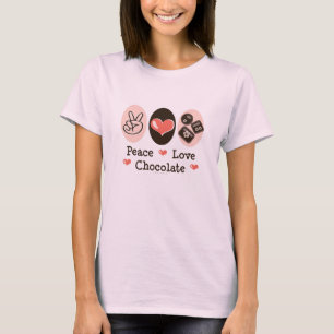 Camiseta T orgânico do chocolate do amor da paz