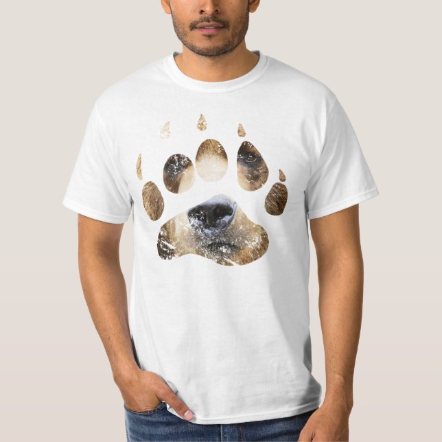 Camiseta T para fora lavado da pata de urso (Frente)