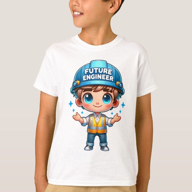 Camiseta T para futuras crianças Engenheiros - Car (Frente)