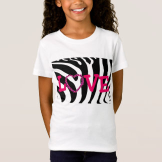 Camiseta T-parte superior do AMOR da zebra