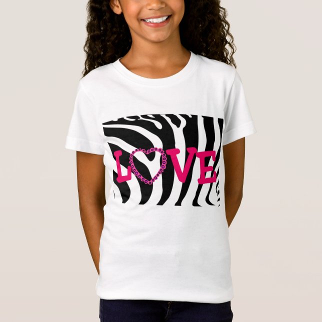 Camiseta T-parte superior do AMOR da zebra (Frente)