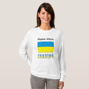 Camiseta T Personalizada Feminina Ucrânia e Bandeira da Ucr
