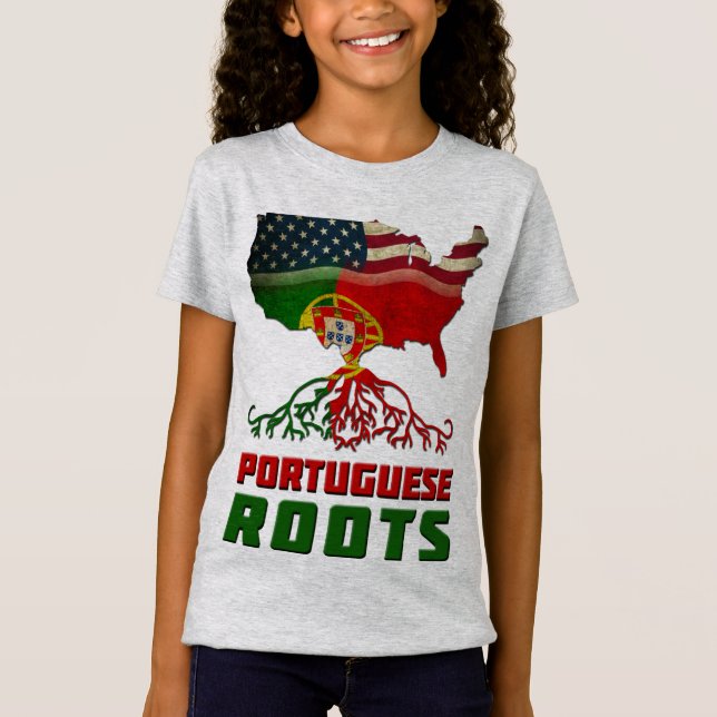 Camiseta T português americano das raizes (Frente)