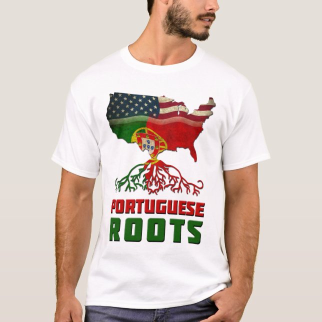 Camiseta T português americano das raizes (Frente)