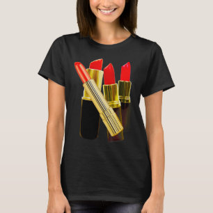 Camiseta T preto do batom - Sleeved por muito tempo