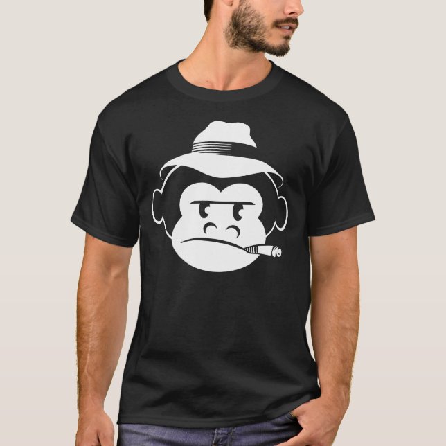 Camiseta T preto do macaco (Frente)