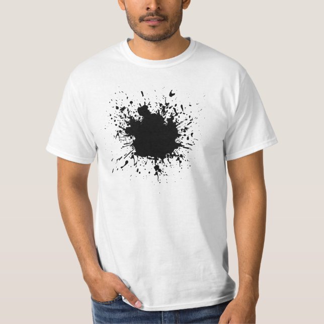 Camiseta T preto do Splatter da pintura (Frente)
