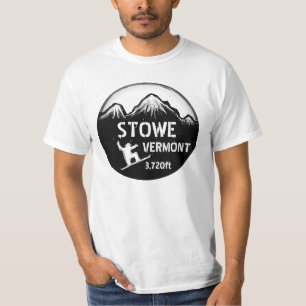 Camiseta T preto do valor da arte do snowboard de Stowe