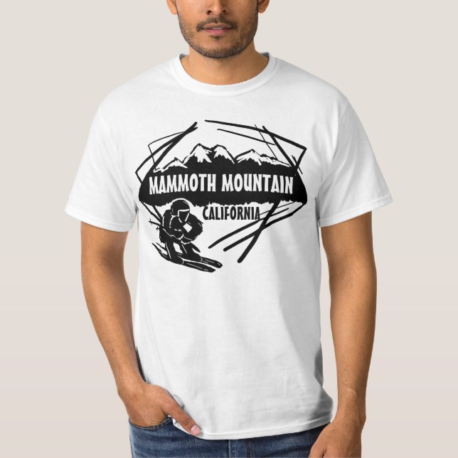 Camiseta T preto do valor do esqui de Mammoth Mountain (Frente)