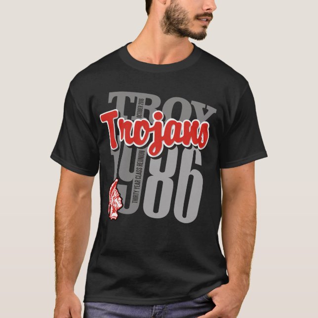 Camiseta T preto dos Trojan de Troy (Frente)