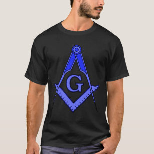 Camiseta T quadrado maçónico azul do compasso