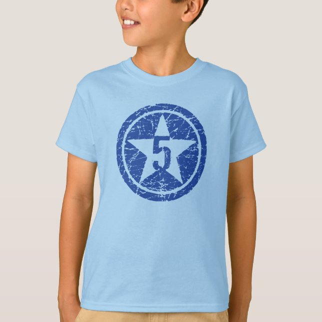 Camiseta T rachado de cinco estrelas do ANIVERSÁRIO (Frente)