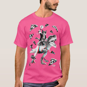 Camiseta T Re Pizza Party Cat Dirigindo Dinossaur Funny Din