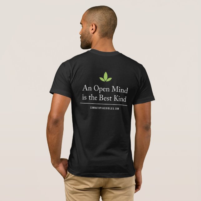Camiseta T relaxado da parte traseira da mente aberta do (Parte Traseira Completa)
