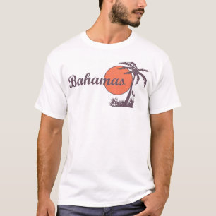 Camiseta T retro da palma do turista de Bahamas