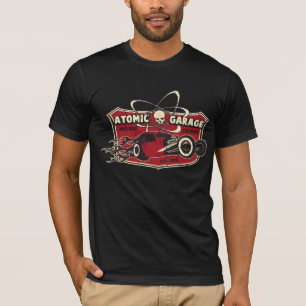 Camiseta T retro da parte dianteira do crânio da garagem