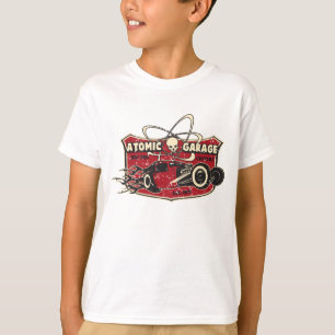 Camiseta T retro do crânio da garagem atômica da juventud