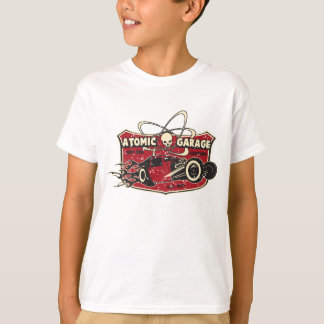 Camiseta T retro do crânio da garagem atômica da juventude