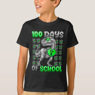 Camiseta T-rex 100 Dias De Pré-k Escolar 100 Dias Mais Inte