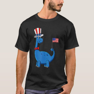 Camiseta T Rex American Flag 4 De Julho Meninos Dinossauros