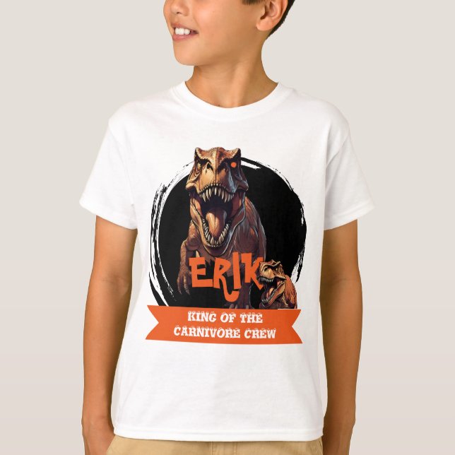 Camiseta T-Rex Aniversário Personalizado Convidado de Honra (Frente)