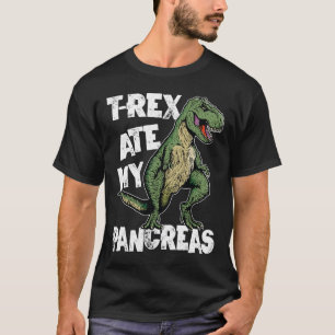 Camiseta T-rex Ate My Pancreas Dinossauro Diabetes Awaren