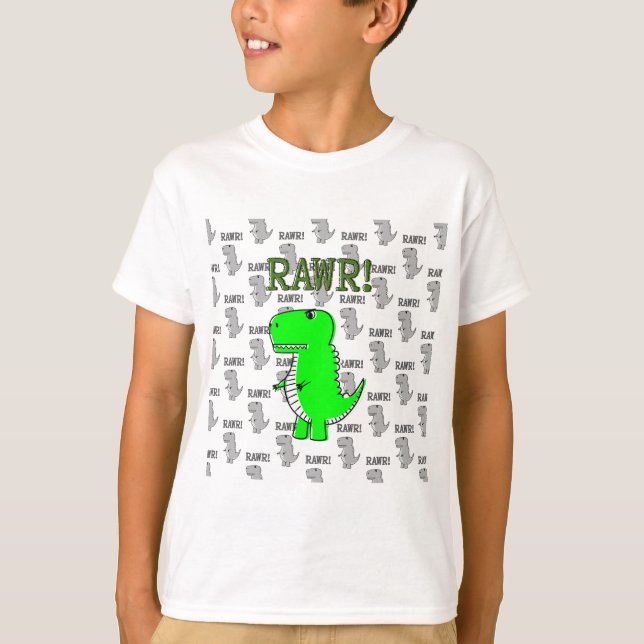 Camiseta T-Rex Bonito e Irritado com Padrão Preto e Branco (Frente)