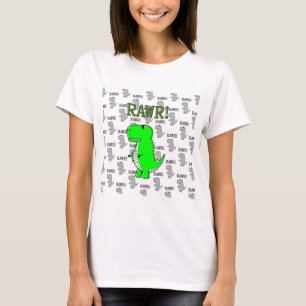 Camiseta T-Rex Bonito e Irritado com Padrão Preto e Branco