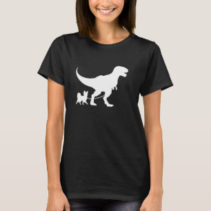 Camiseta T-Rex Caminhando um Cão Engraçado Papillon Cão Pai