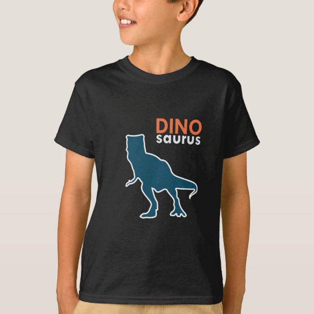 Camiseta T-rex cartoon boy do dinossauro (Frente)