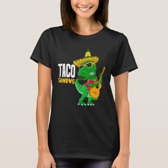 Camiseta T Rex Cinco De Mayo Dinosaur Tacosaurus Guitarra S (Frente)