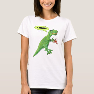 Camiseta T-Rex com pizza